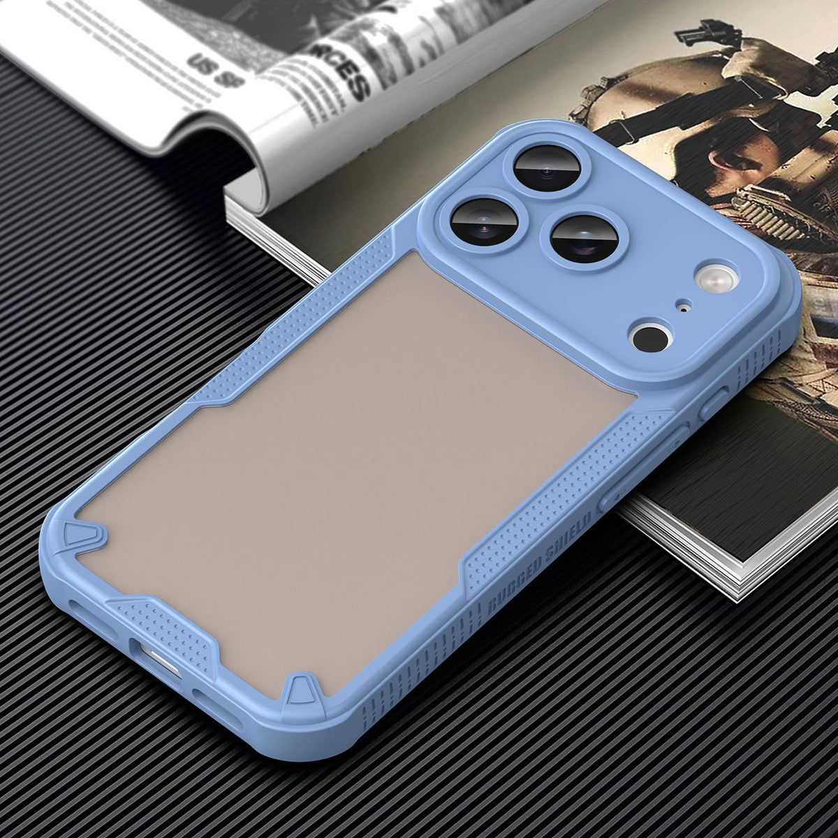 For iPhone 18 Pro Armor Glaze PC Hybrid TPU Phone Case - Blue - EDA007225339C