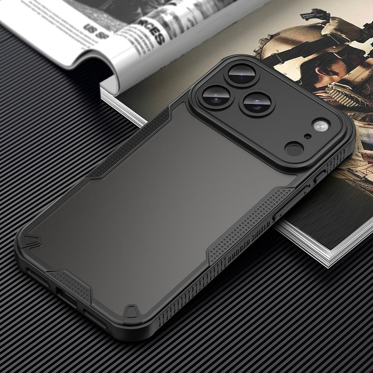 For iPhone 18 Pro Max Armor Glaze PC Hybrid TPU Phone Case - Black - EDA007225340B