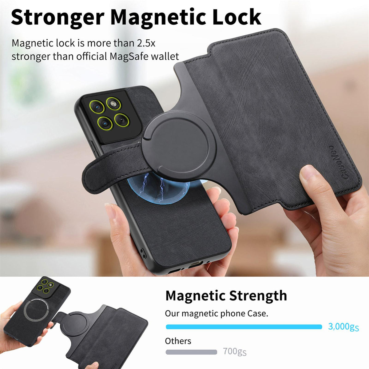 For Motorola Moto G67 Power 5G CaseNeo MagSafe RFID Anti-theft Retro Leather Phone Case - Black - EDA007225928A