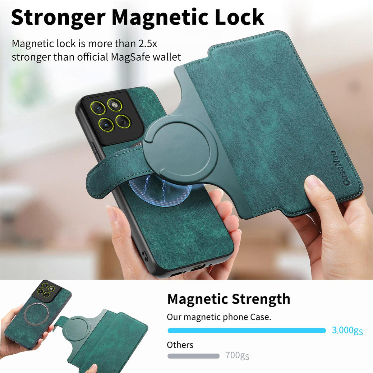For Motorola Moto G67 Power 5G CaseNeo MagSafe RFID Anti-theft Retro Leather Phone Case - Green - EDA007225928D