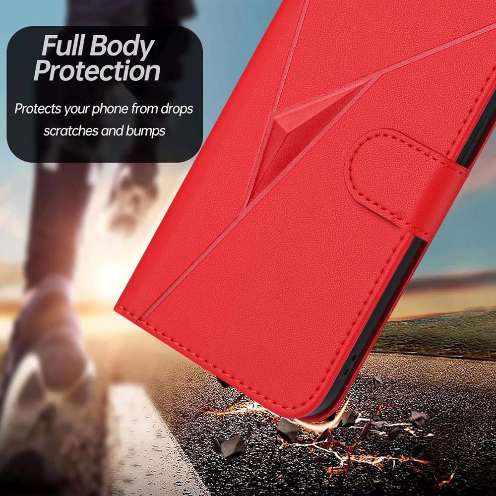 For Redmi K90 Pro Max / Poco F8 Ultra Triangle Pattern Buckle Clasp Leather Phone Case(Red)