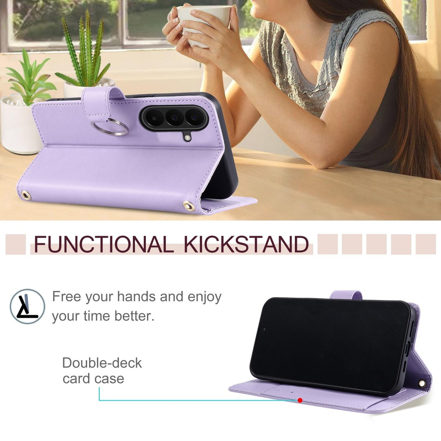 For Galaxy A27 5G Ring Buckle Rhombic Leather Phone Case(Purple)