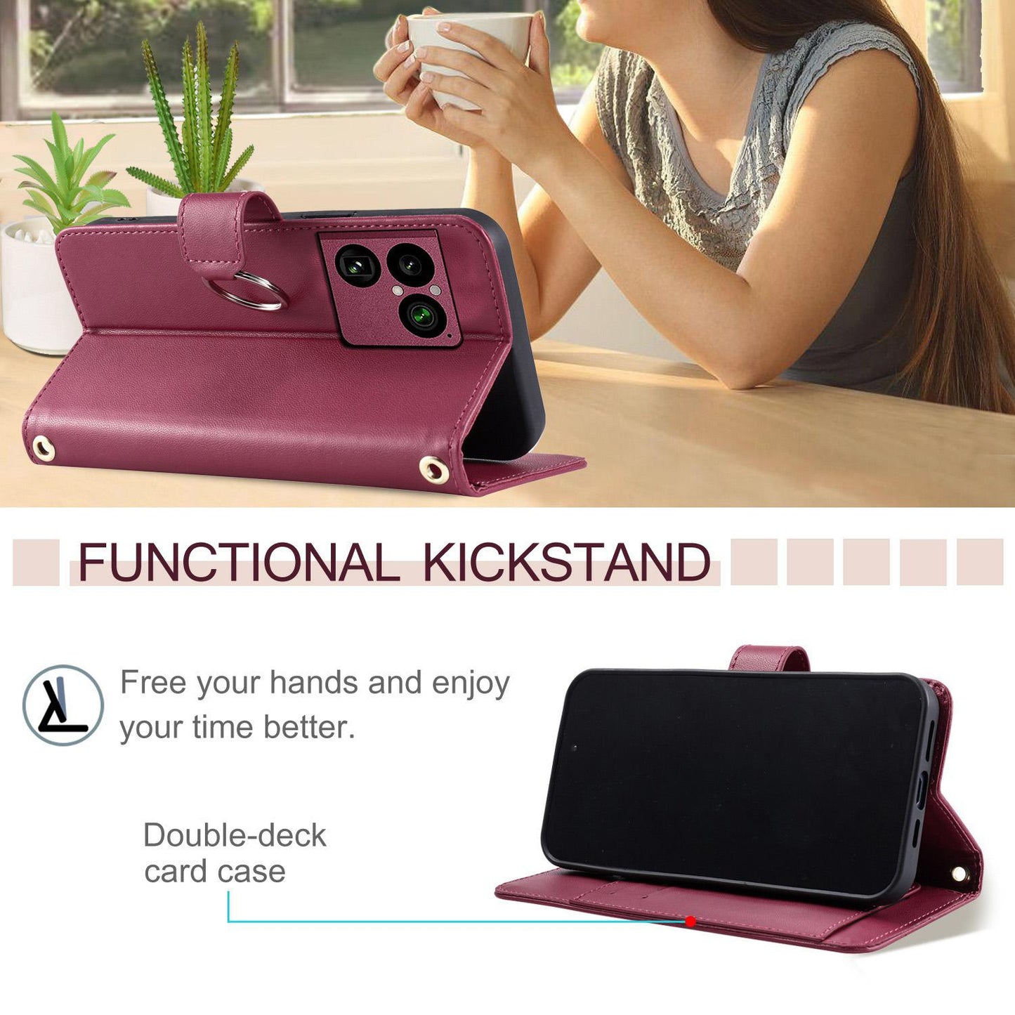 For Sony Xperia 1 VIII Ring Buckle Rhombic Leather Phone Case(Red)