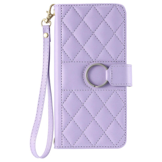 For Sony Xperia 10 VII Ring Buckle Rhombic Leather Phone Case(Purple)