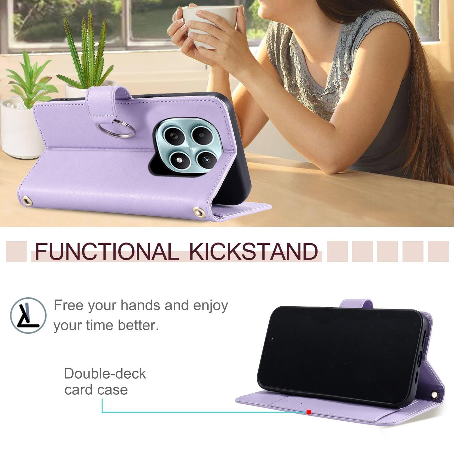 For Redmi Note 15 4G / 5G Global 164mm Ring Buckle Rhombic Leather Phone Case(Purple)
