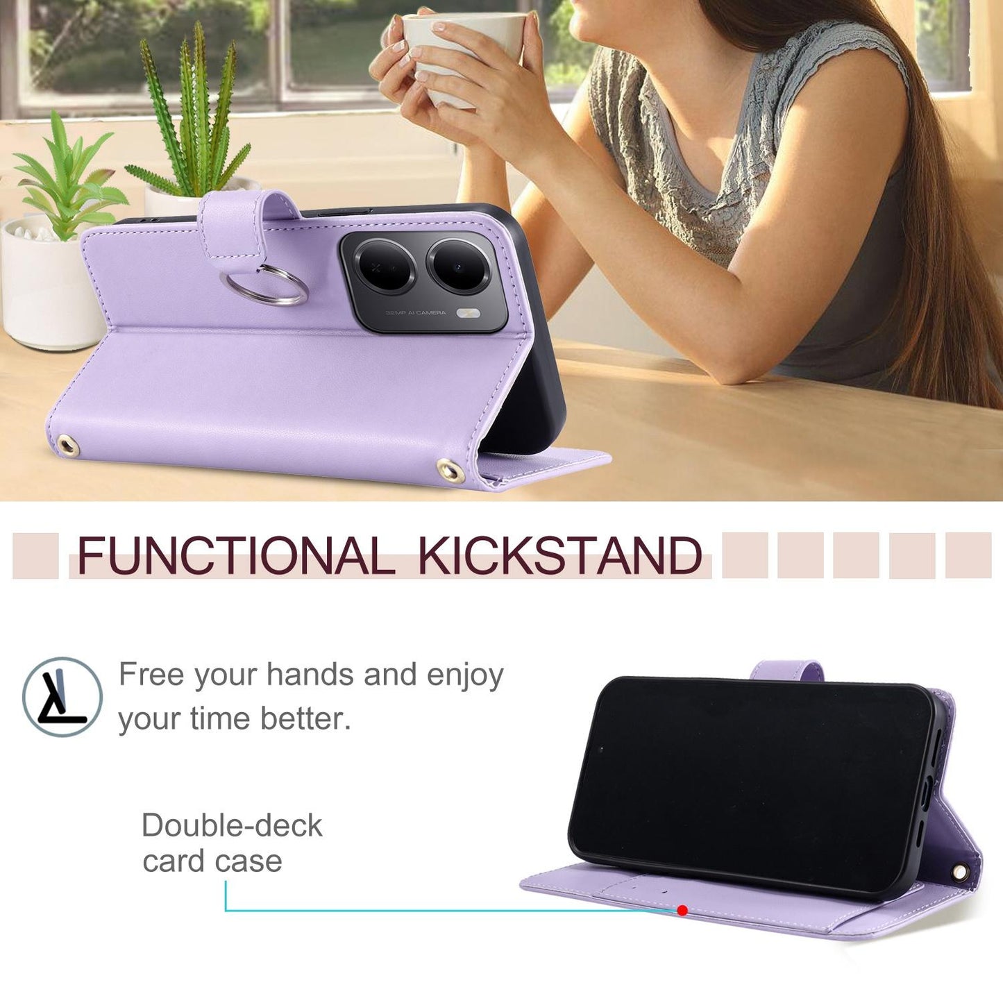 For Redmi 15a 5G / R70 5G Ring Buckle Rhombic Leather Phone Case(Purple)