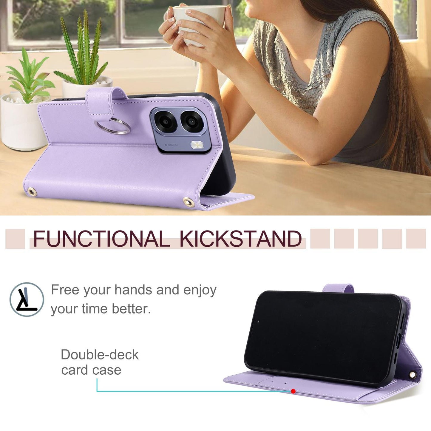 For OPPO A6 / A6s / A6x / A6t Global Ring Buckle Rhombic Leather Phone Case(Purple)
