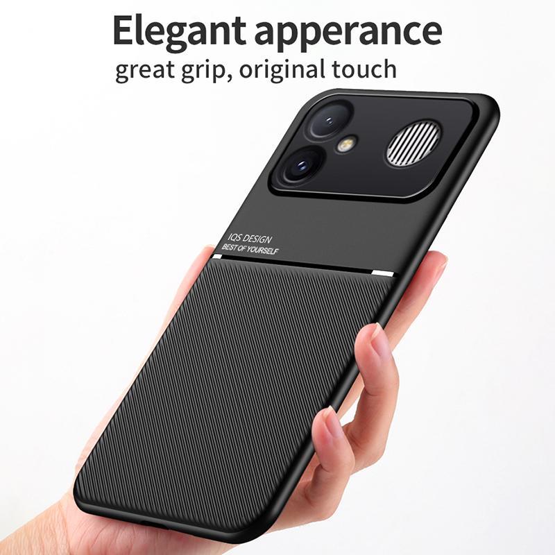 For Redmi K90 Max 5G Classic Tilt Strip Grain Magnetic PC Hybrid TPU Phone Case - Black - EDA007358322A