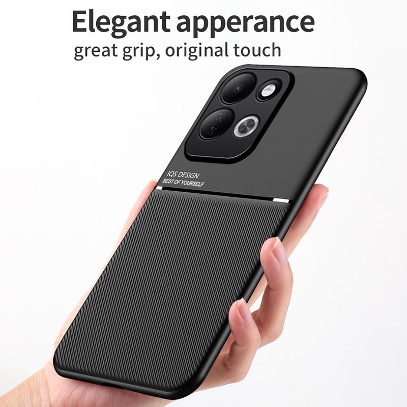 For Redmi 17 4G / 5G Global 170mm Classic Tilt Strip Grain Magnetic PC Hybrid TPU Phone Case - Black - EDA007358323A