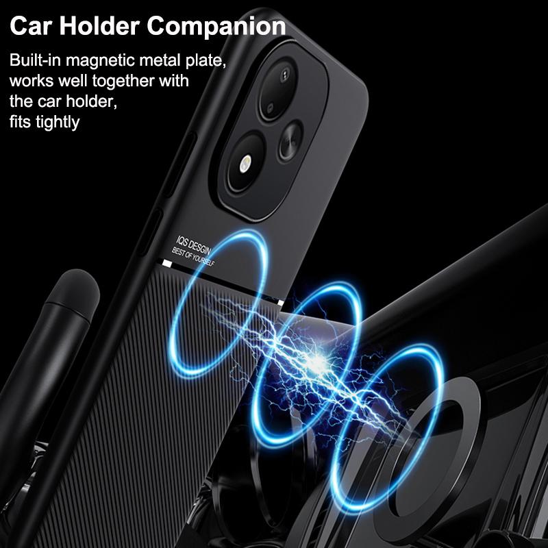 For Redmi Note 17 Pro 5G Global 163.5mm Classic Tilt Strip Grain Magnetic PC Hybrid TPU Phone Case - Red - EDA007358327B