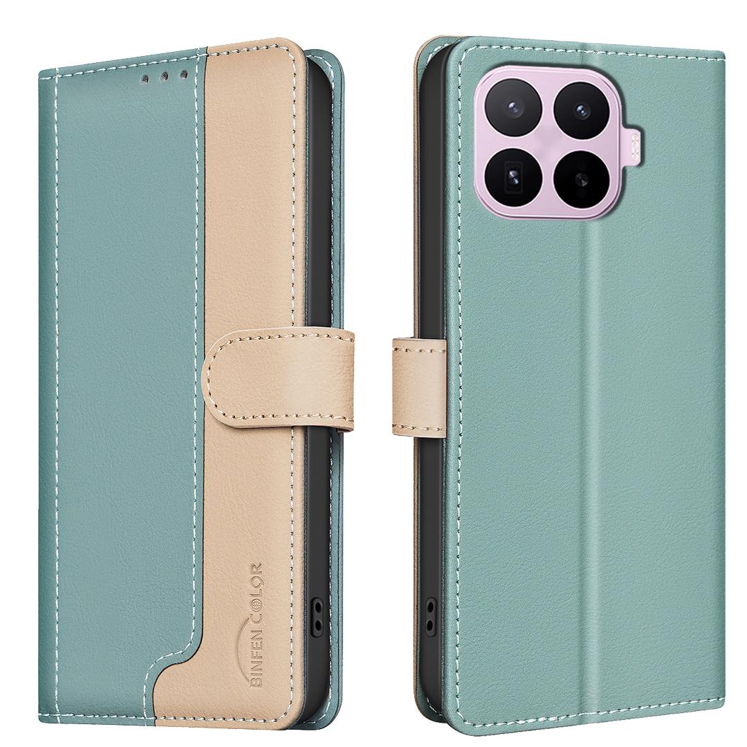 For Xiaomi 17T Pro 5G Color Matching RFID Anti-theft Leather Phone Case - Green - EDA007366910A