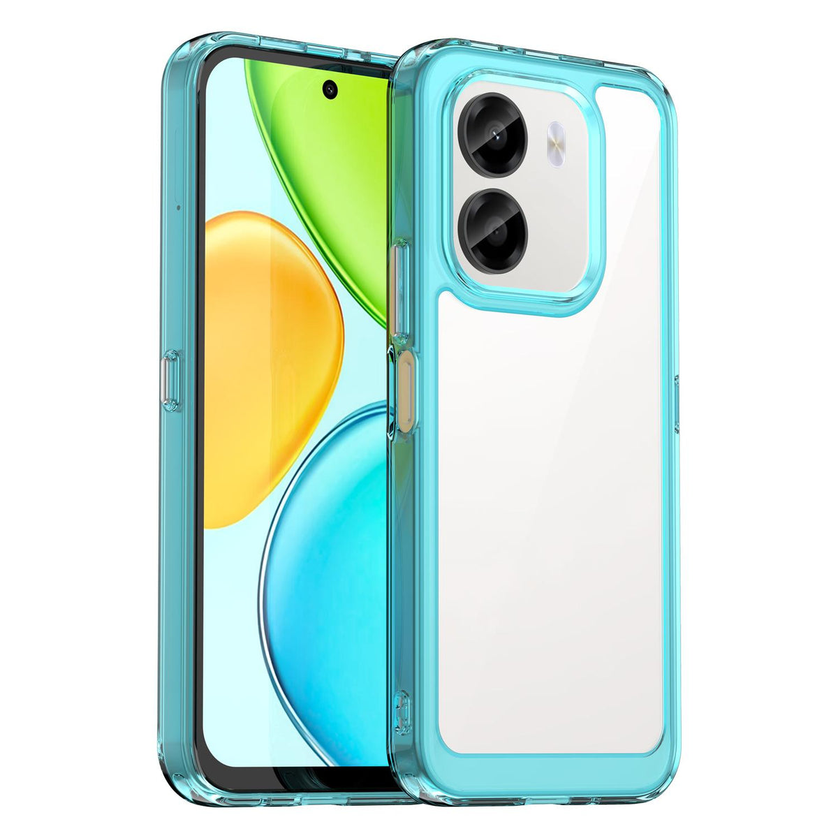 For Honor X6e 4G Colorful Series Acrylic Hybrid TPU Phone Case - Transparent Blue - EDA007398827D