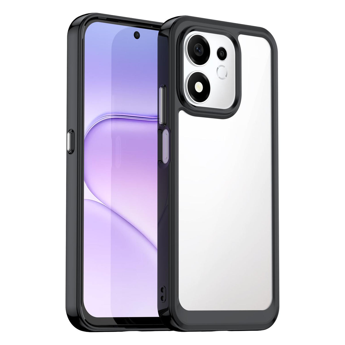 For Honor 600 Smart 5G Colorful Series Acrylic Hybrid TPU Phone Case - Black - EDA007398828A