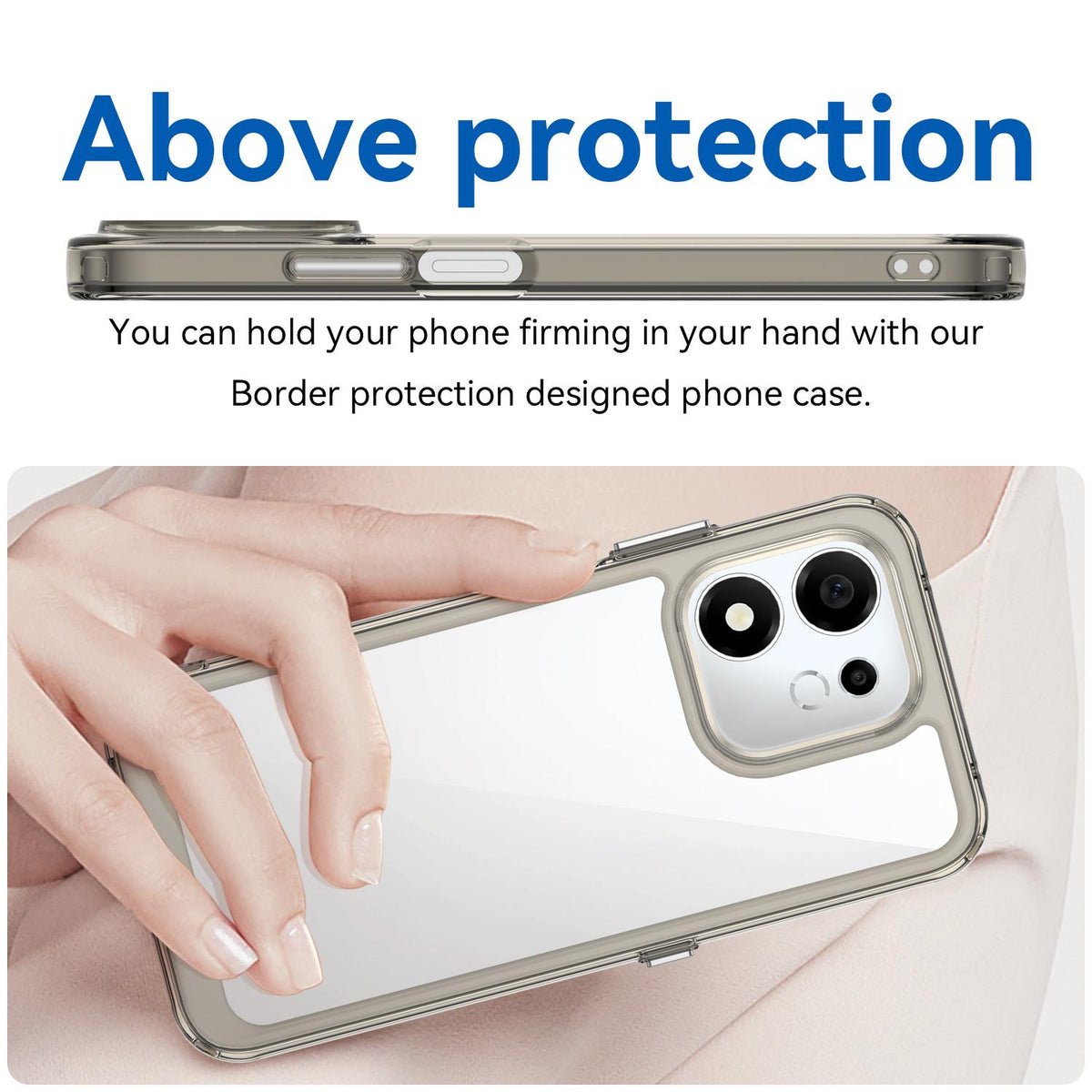 For Honor 600 Smart 5G Colorful Series Acrylic Hybrid TPU Phone Case - Transparent Grey - EDA007398828C