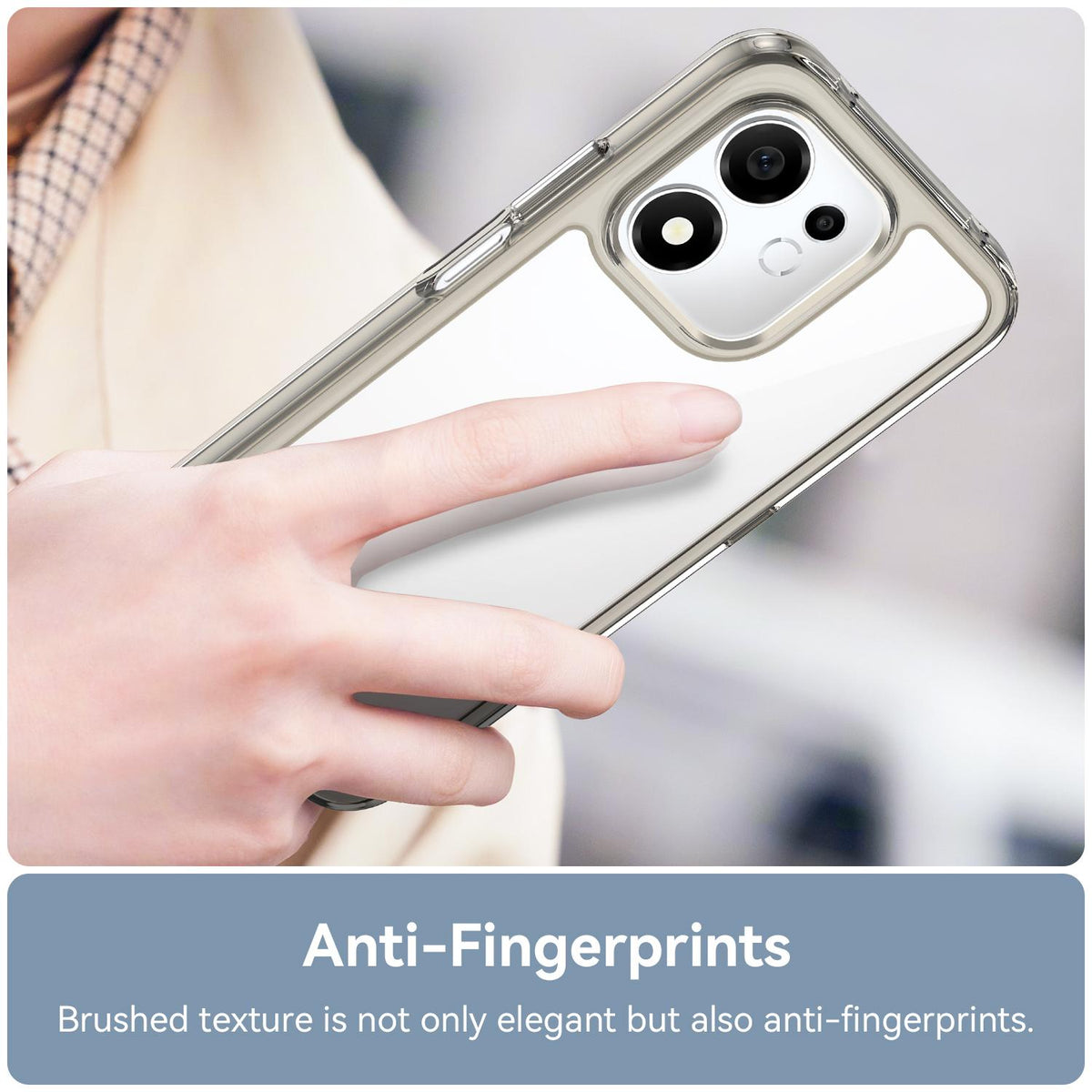 For Honor 600 Smart 5G Colorful Series Acrylic Hybrid TPU Phone Case - Transparent Grey - EDA007398828C