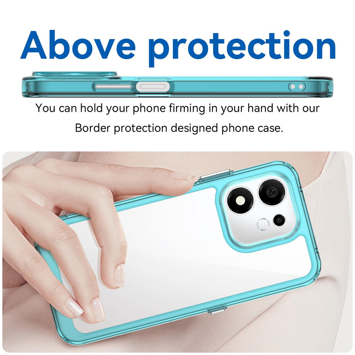 For Honor 600 Smart 5G Colorful Series Acrylic Hybrid TPU Phone Case - Transparent Blue - EDA007398828D