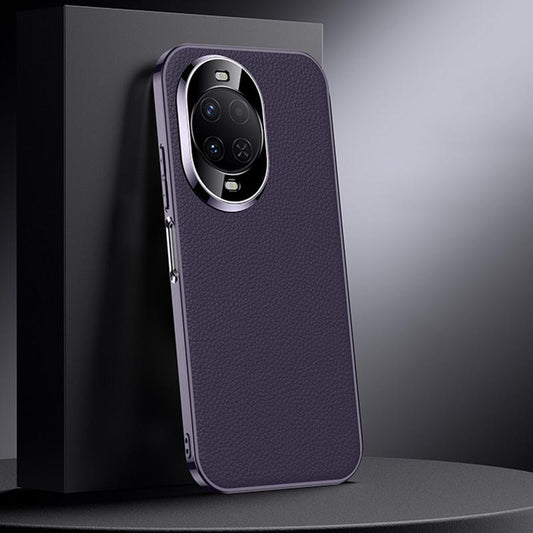 For Huawei nova 16z Genuine Leather PC Phone Case - Dark Purple - EDA007419019E