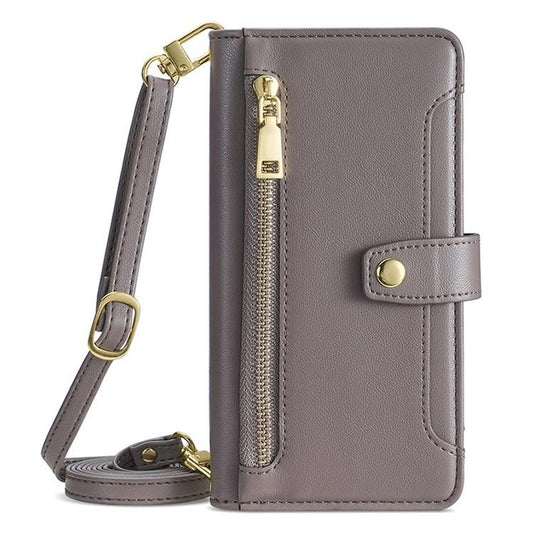 For Redmi K90 Pro Max 5G / Poco F8 Ultra Sheep Texture Cross-body Zipper Wallet Leather Phone Case(Grey)