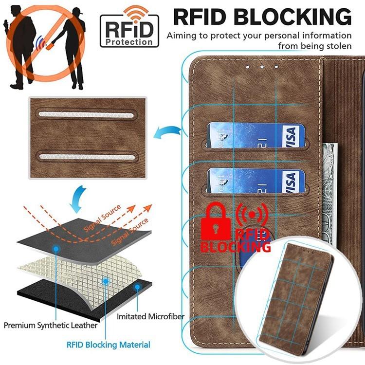 For Redmi K90 Pro Max 5G / Poco F8 Ultra RFID Anti-theft Brush Magnetic Leather Phone Case(Brown)