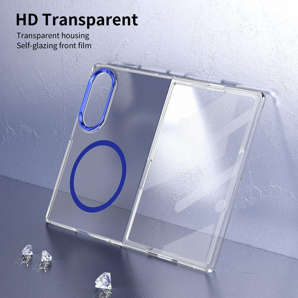 For Galaxy Z Fold8 5G lce Folding Series MagSafe Integrated Clear PC Phone Case - Royal Blue - EDA007451813A