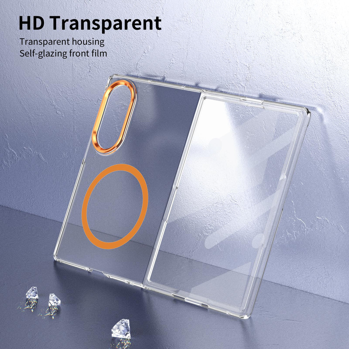 For Galaxy Z Fold8 5G lce Folding Series MagSafe Integrated Clear PC Phone Case - Orange - EDA007451813B
