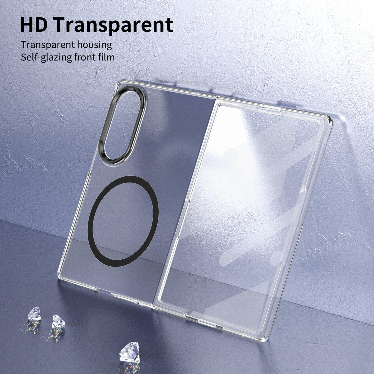 For Galaxy Z Fold8 5G lce Folding Series MagSafe Integrated Clear PC Phone Case - Black - EDA007451813C