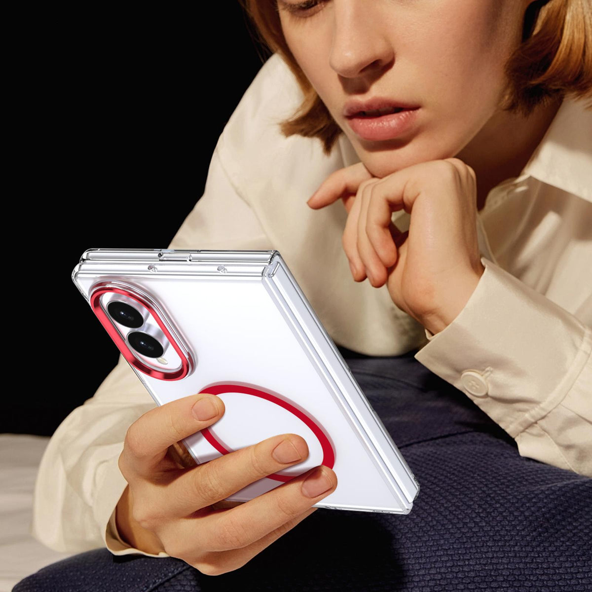 For Galaxy Z Fold8 5G lce Folding Series MagSafe Integrated Clear PC Phone Case - Red - EDA007451813D