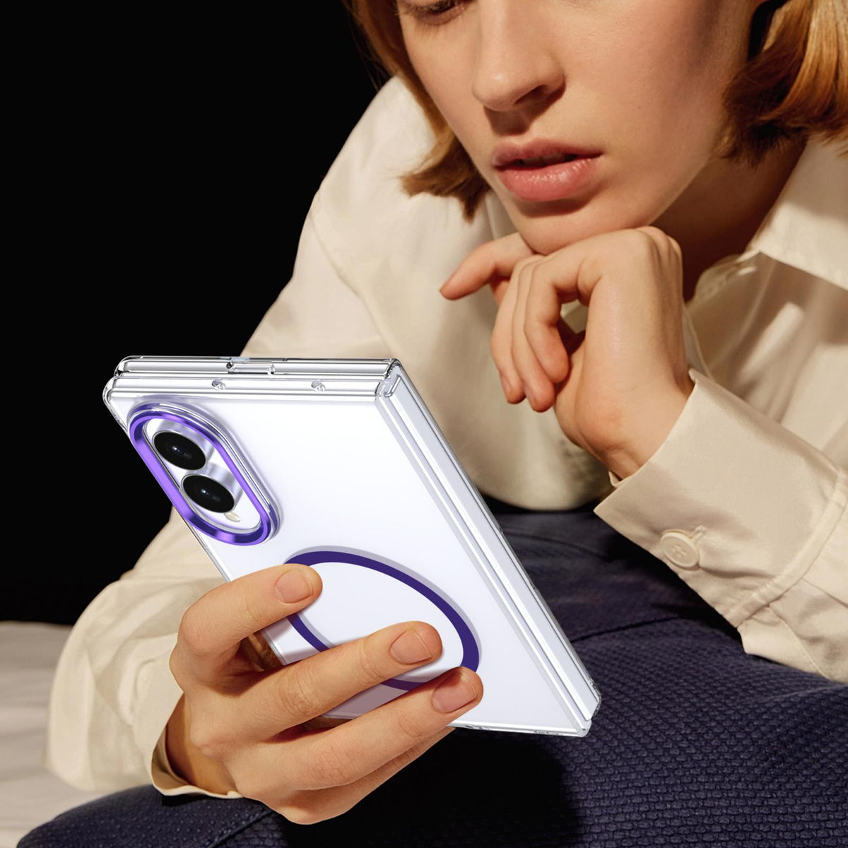 For Galaxy Z Fold8 5G lce Folding Series MagSafe Integrated Clear PC Phone Case - Purple - EDA007451813F