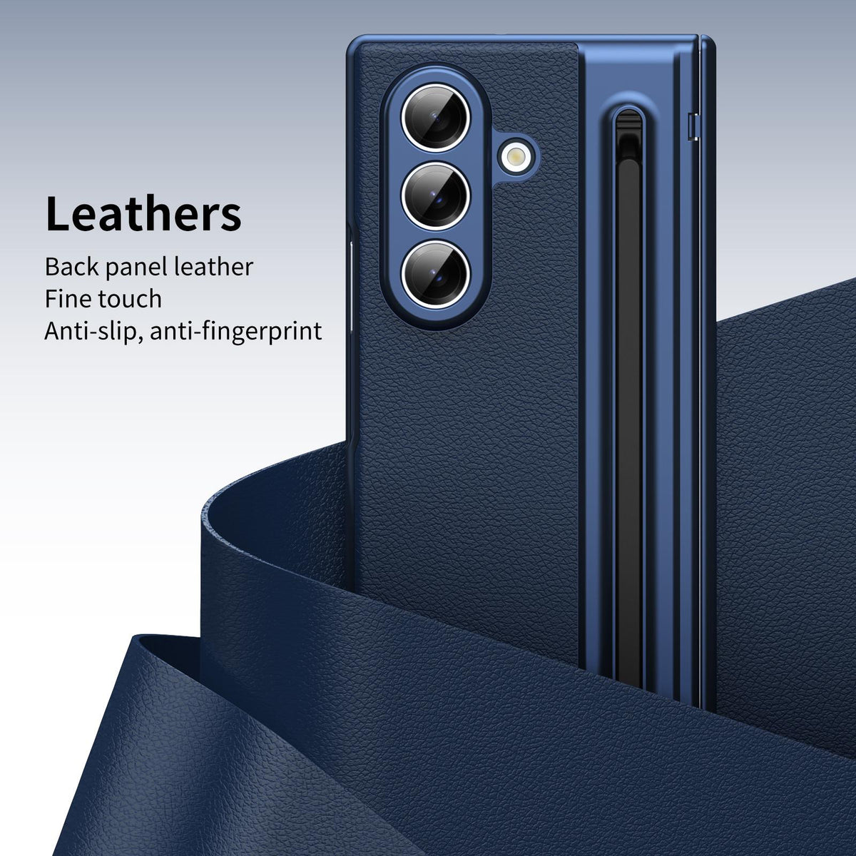 For Galaxy Z Fold8 Ultra 5G Integrated PC + PU Phone Case with Pen / Pen Box - Blue - EDA007453006B