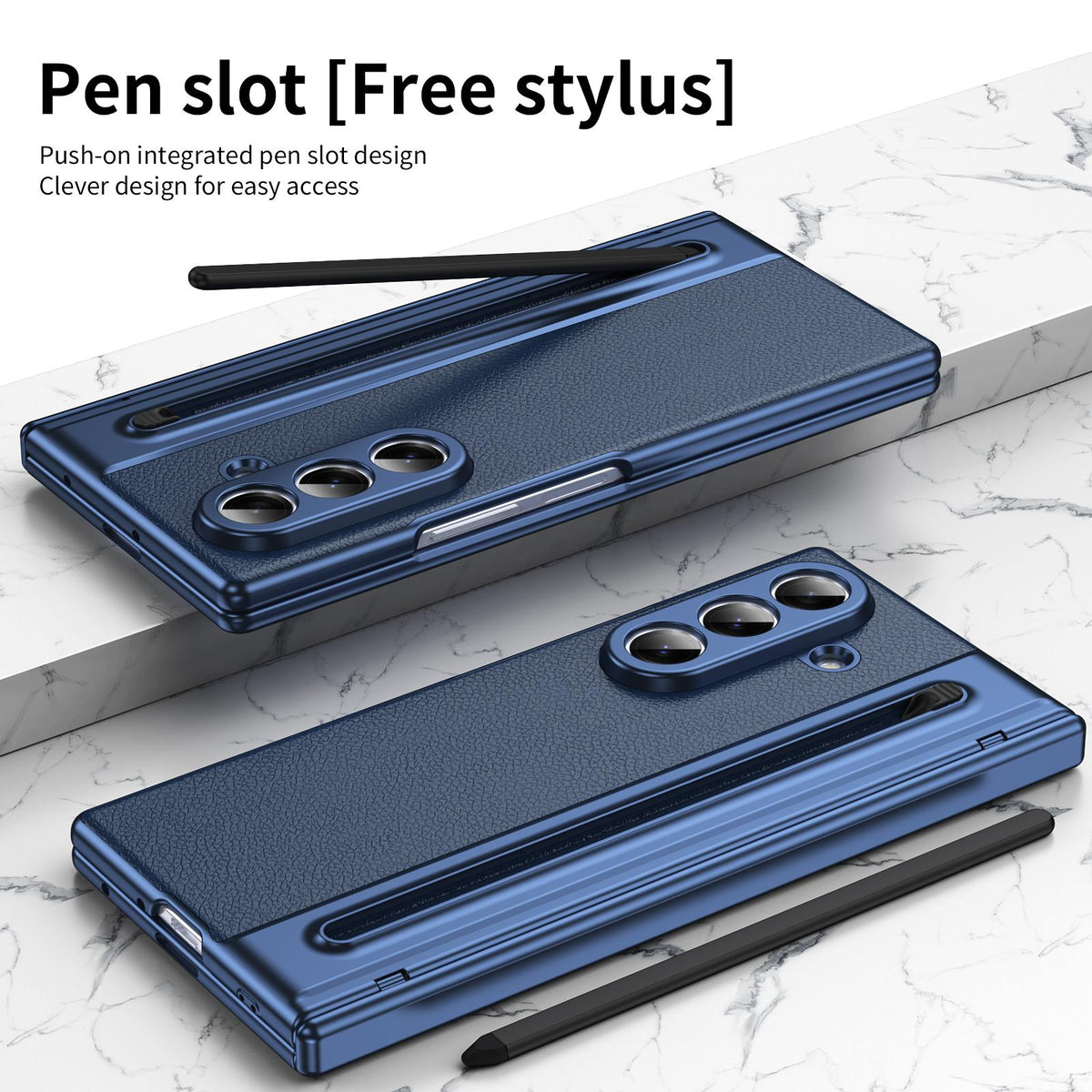 For Galaxy Z Fold8 Ultra 5G Integrated PC + PU Phone Case with Pen / Pen Box - Blue - EDA007453006B