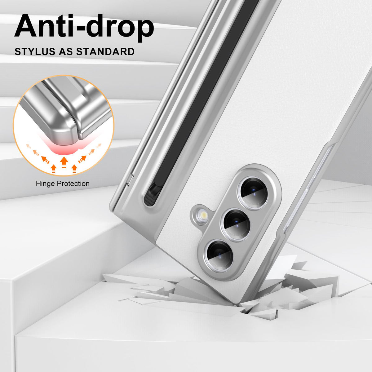 For Galaxy Z Fold8 Ultra 5G Integrated PC + PU Phone Case with Pen / Pen Box - White - EDA007453006F