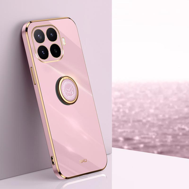 For Xiaomi 17T Pro 5G XINLI Straight Edge 6D Electroplate TPU Phone Case with Ring Holder - Cherry Purple - EDA007549815F