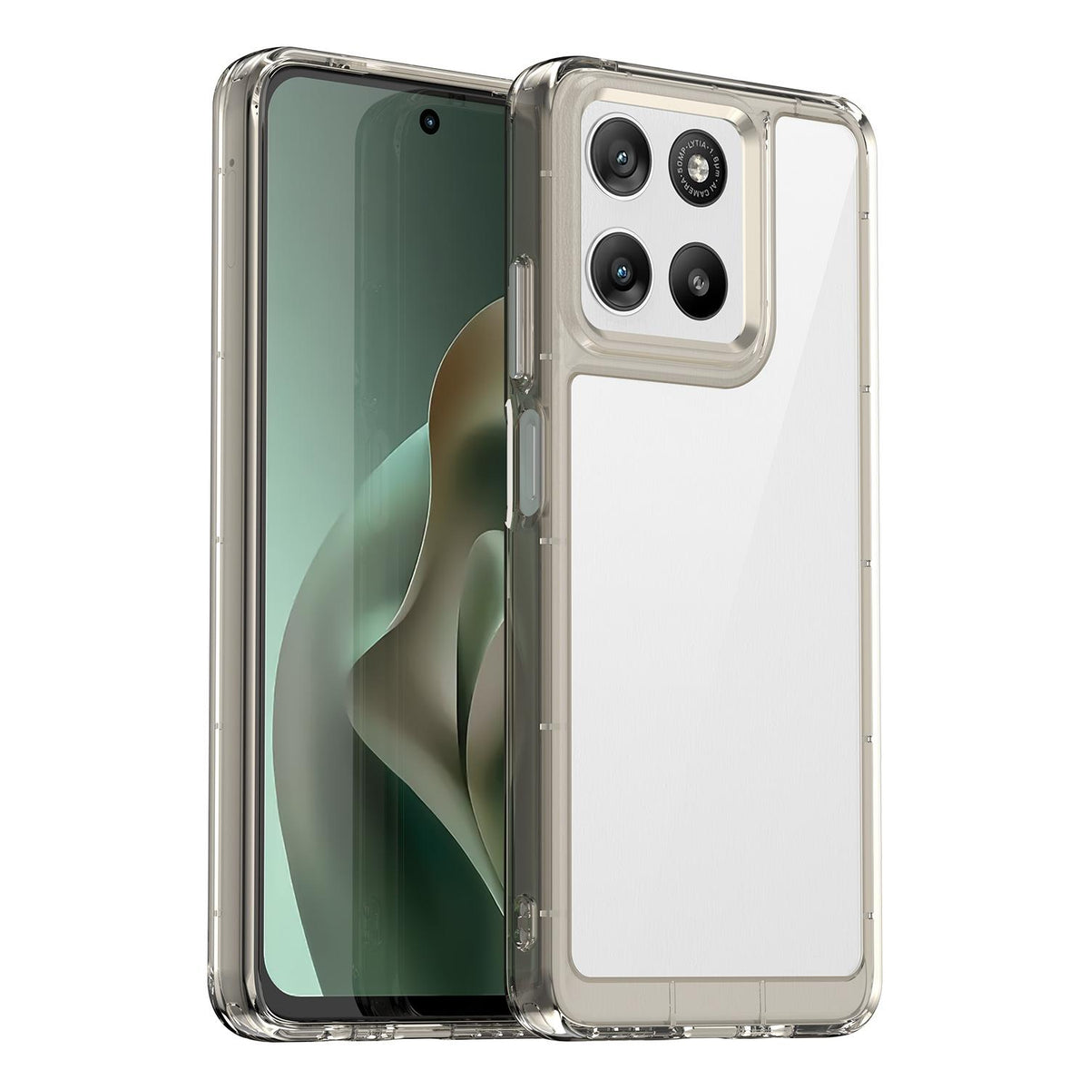 For Motorola Moto G37 Power 5G Colorful Series Acrylic Hybrid TPU Phone Case - Transparent Grey - EDA007598227C