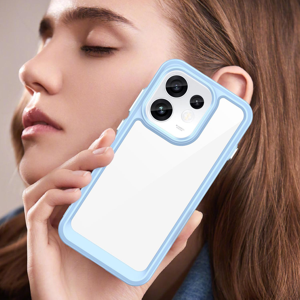For OPPO Reno16 5G Global Colorful Series Acrylic Hybrid TPU Phone Case - Blue - EDA007598334B