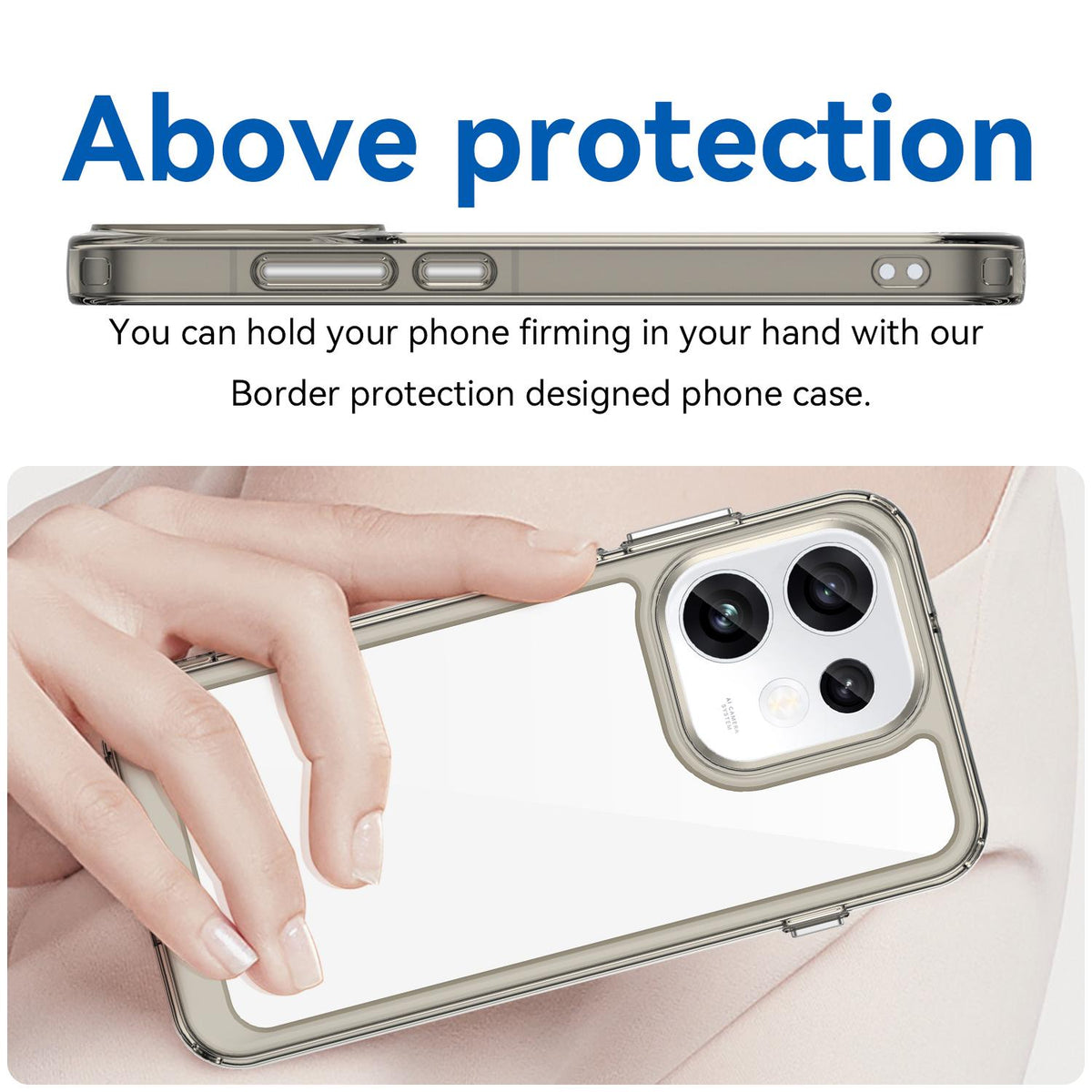 For OPPO Reno16 5G Global Colorful Series Acrylic Hybrid TPU Phone Case - Transparent Grey - EDA007598334C