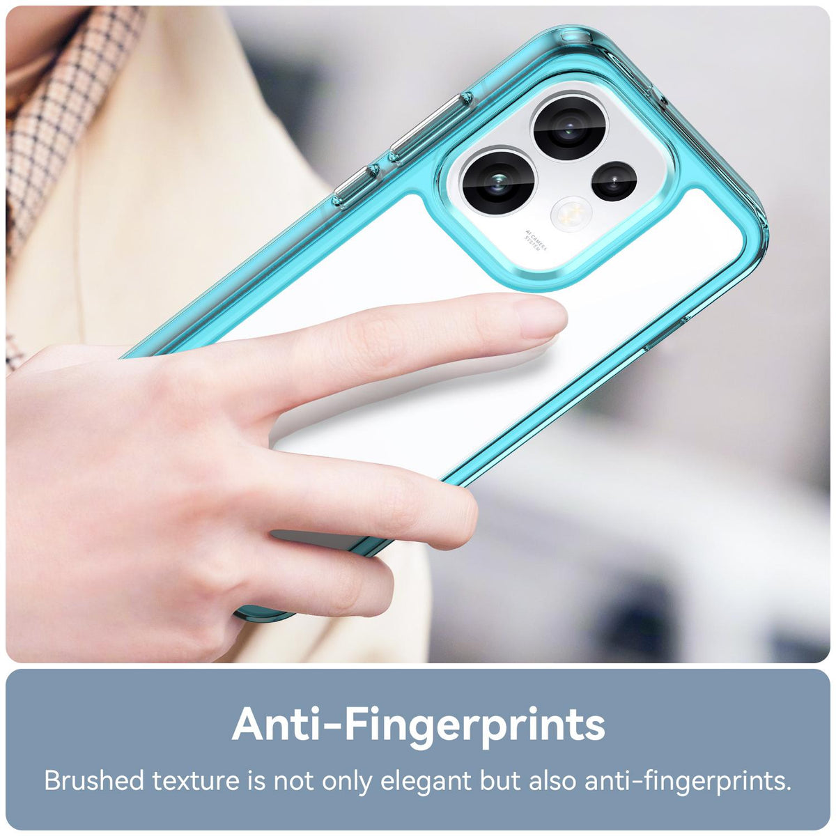 For OPPO Reno16 5G Global Colorful Series Acrylic Hybrid TPU Phone Case - Transparent Blue - EDA007598334D