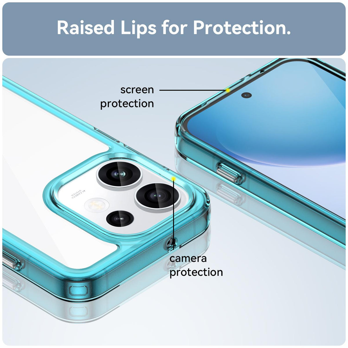 For OPPO Reno16 5G Global Colorful Series Acrylic Hybrid TPU Phone Case - Transparent Blue - EDA007598334D