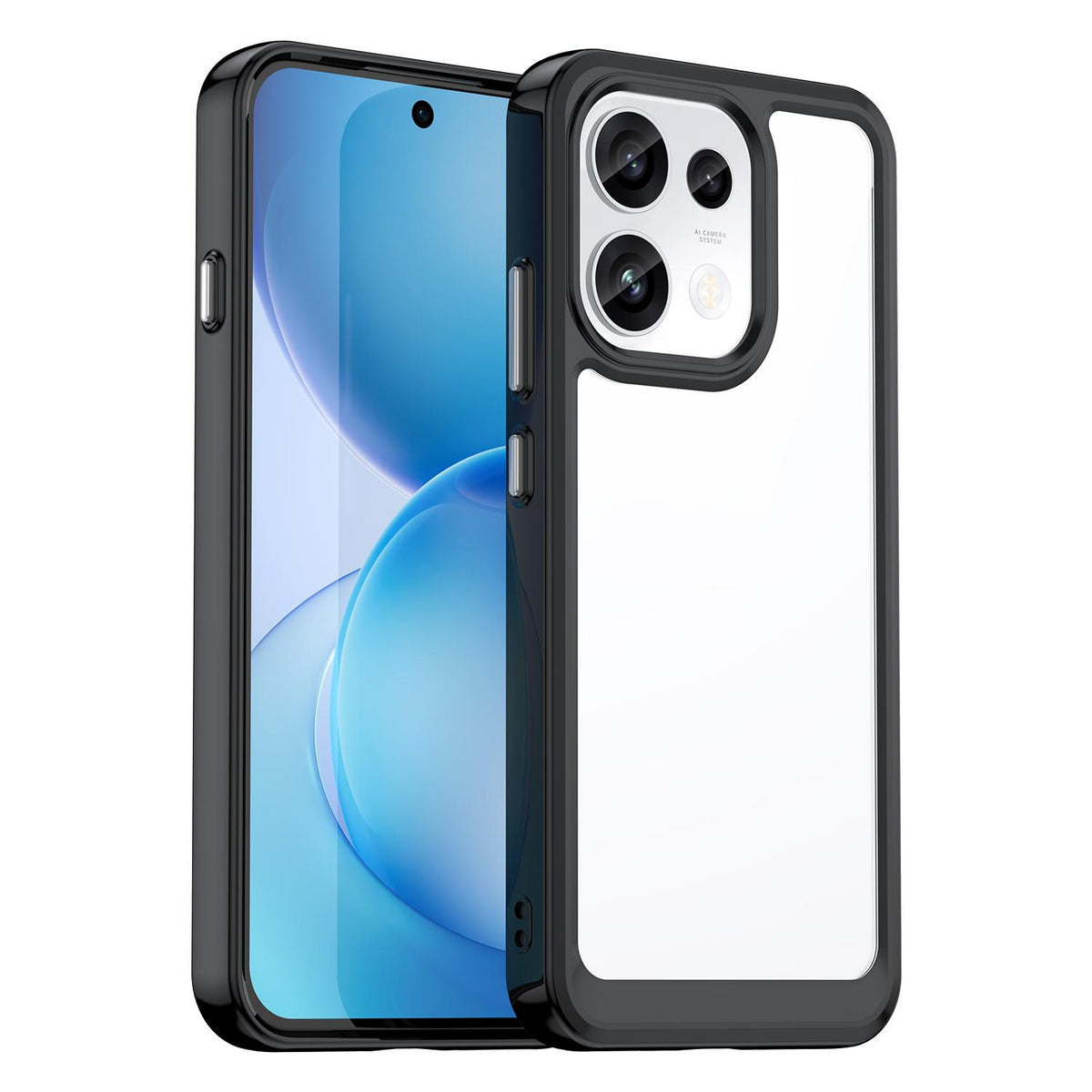 For OPPO Reno16 F 5G Colorful Series Acrylic Hybrid TPU Phone Case - Black - EDA007598335A