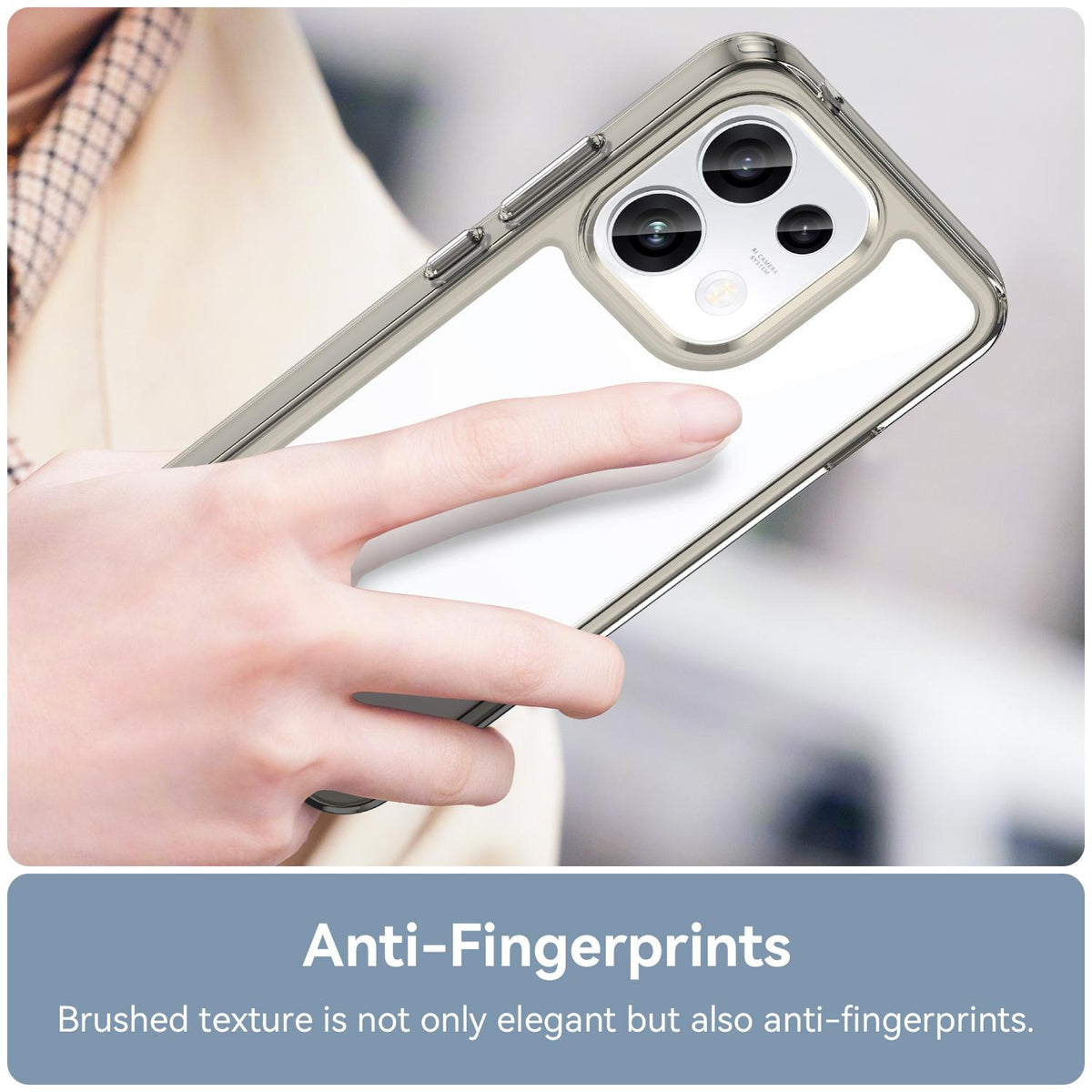 For OPPO Reno16 F 5G Colorful Series Acrylic Hybrid TPU Phone Case - Transparent Grey - EDA007598335C