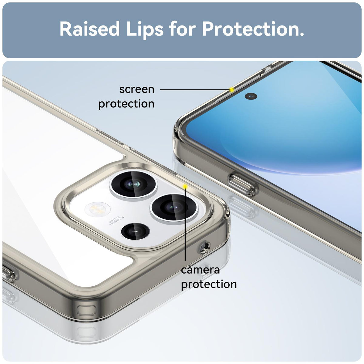 For OPPO Reno16 F 5G Colorful Series Acrylic Hybrid TPU Phone Case - Transparent Grey - EDA007598335C