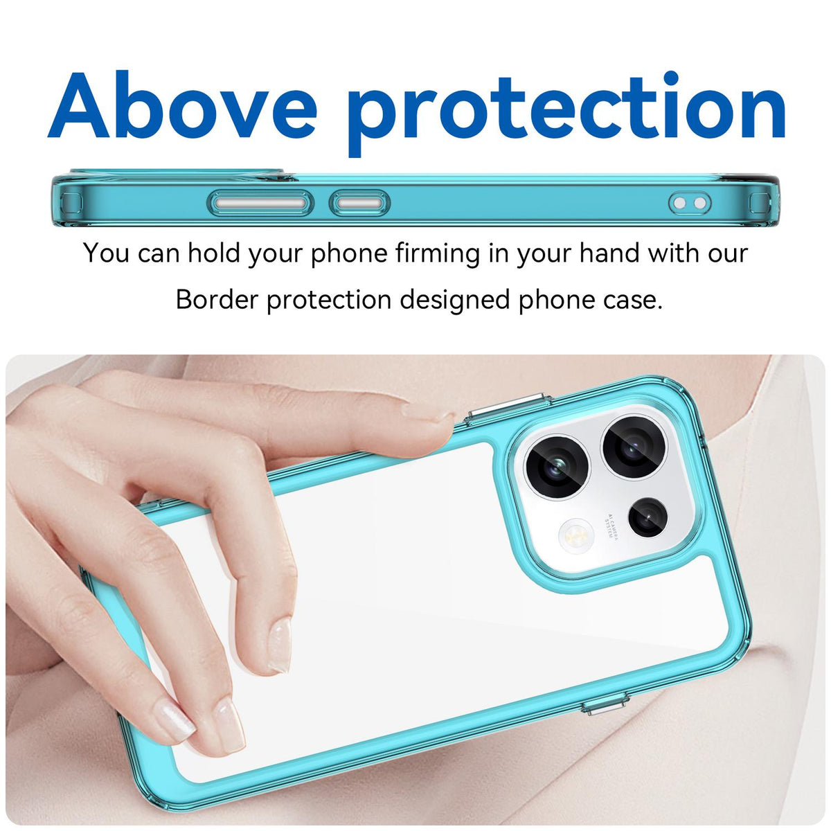 For OPPO Reno16 F 5G Colorful Series Acrylic Hybrid TPU Phone Case - Transparent Blue - EDA007598335D