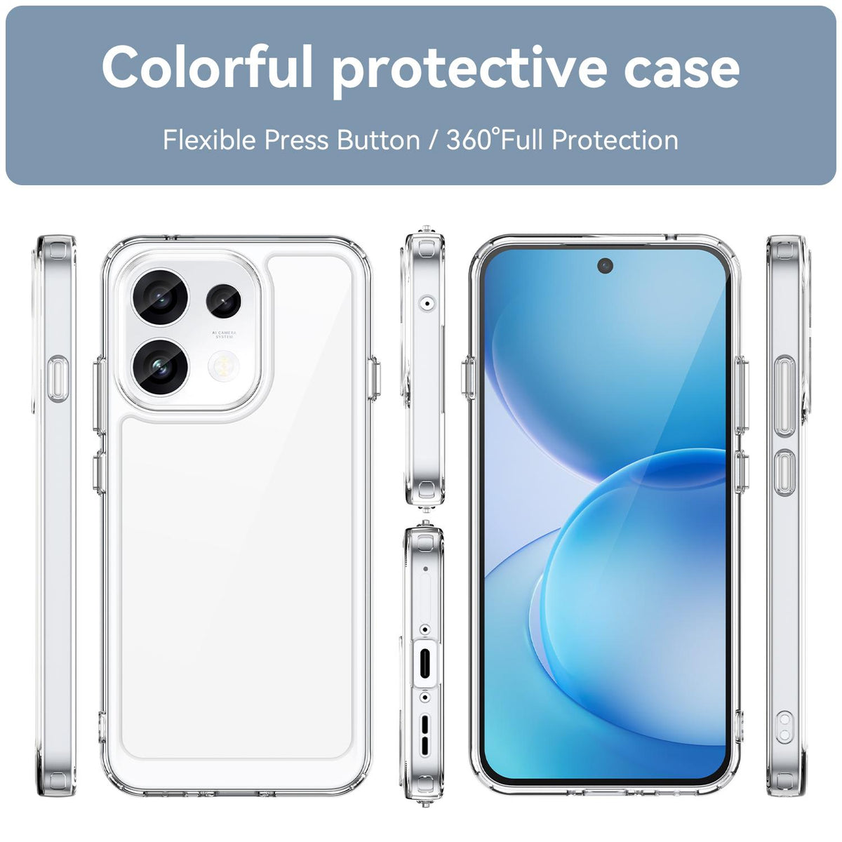 For OPPO Reno16 F 5G Colorful Series Acrylic Hybrid TPU Phone Case - Transparent - EDA007598335E