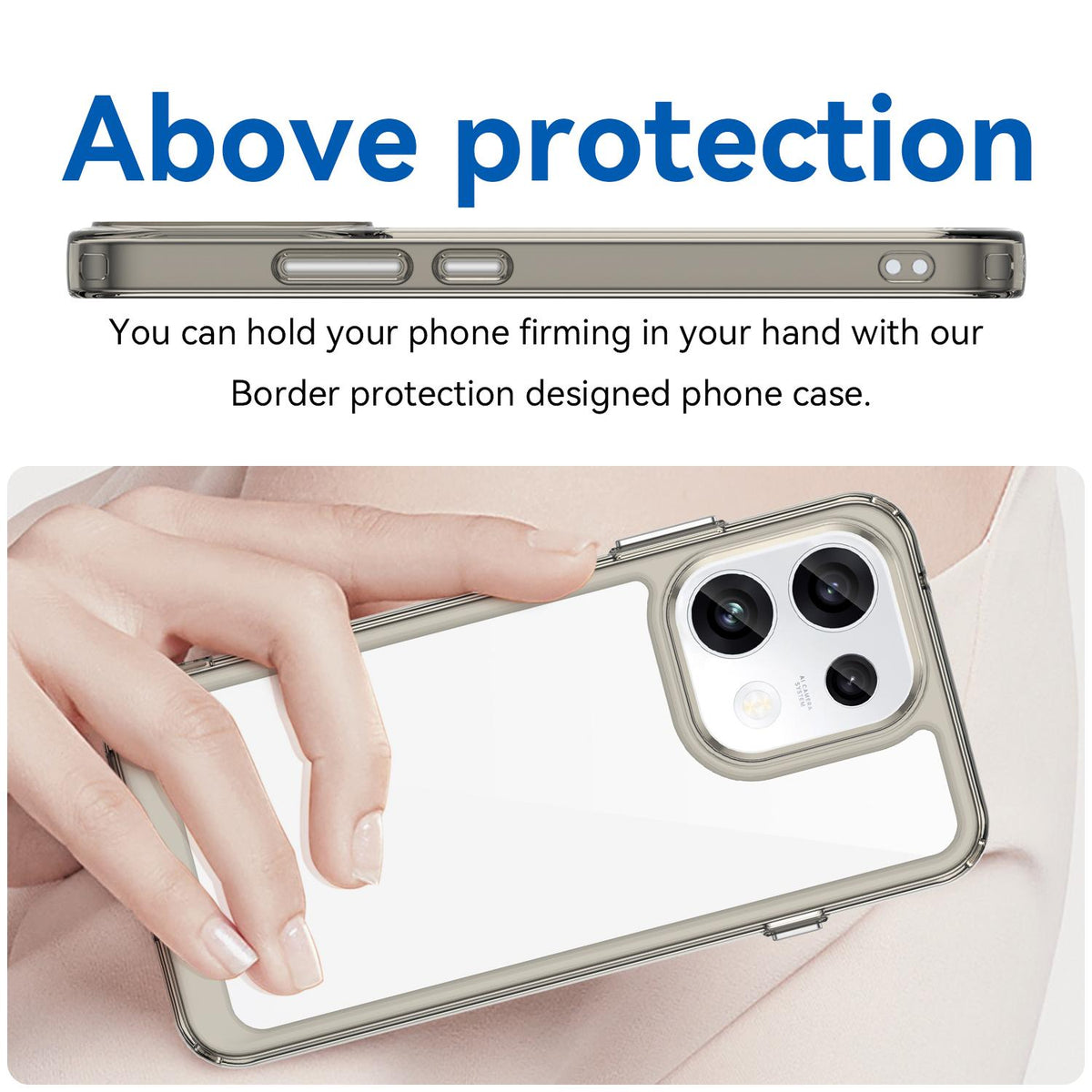 For OPPO Reno16 FS 5G Colorful Series Acrylic Hybrid TPU Phone Case - Transparent Grey - EDA007598336C