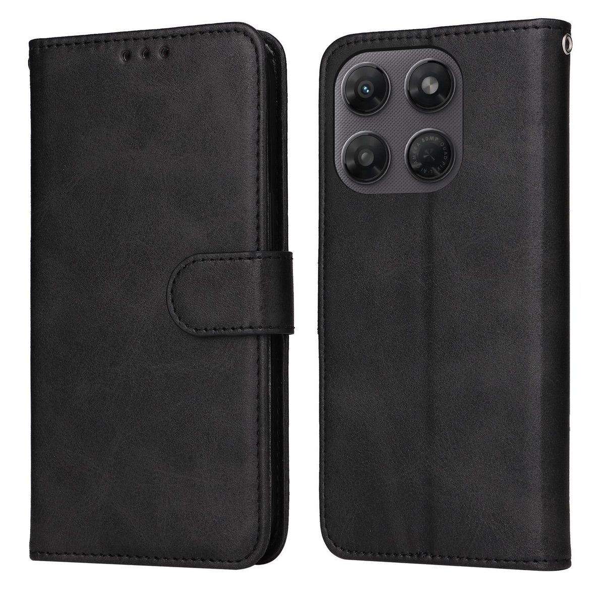 For Motorola Moto G47 / G37 / G37 Power 5G Classic Calf Texture Flip Leather Phone Case - Black - EDA007600220B