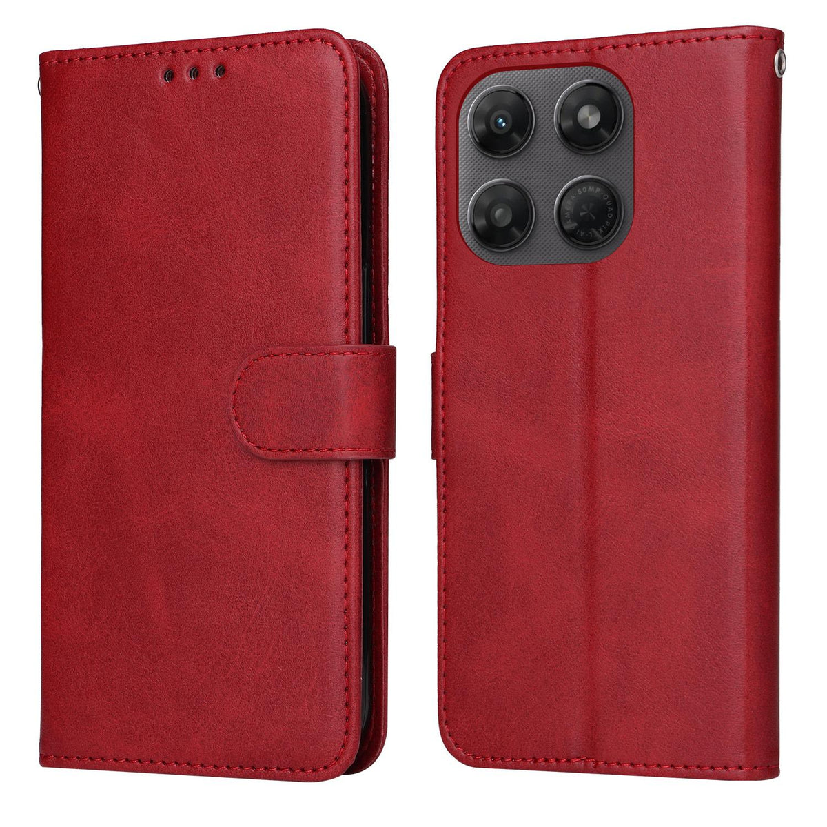 For Motorola Moto G47 / G37 / G37 Power 5G Classic Calf Texture Flip Leather Phone Case - Red - EDA007600220C
