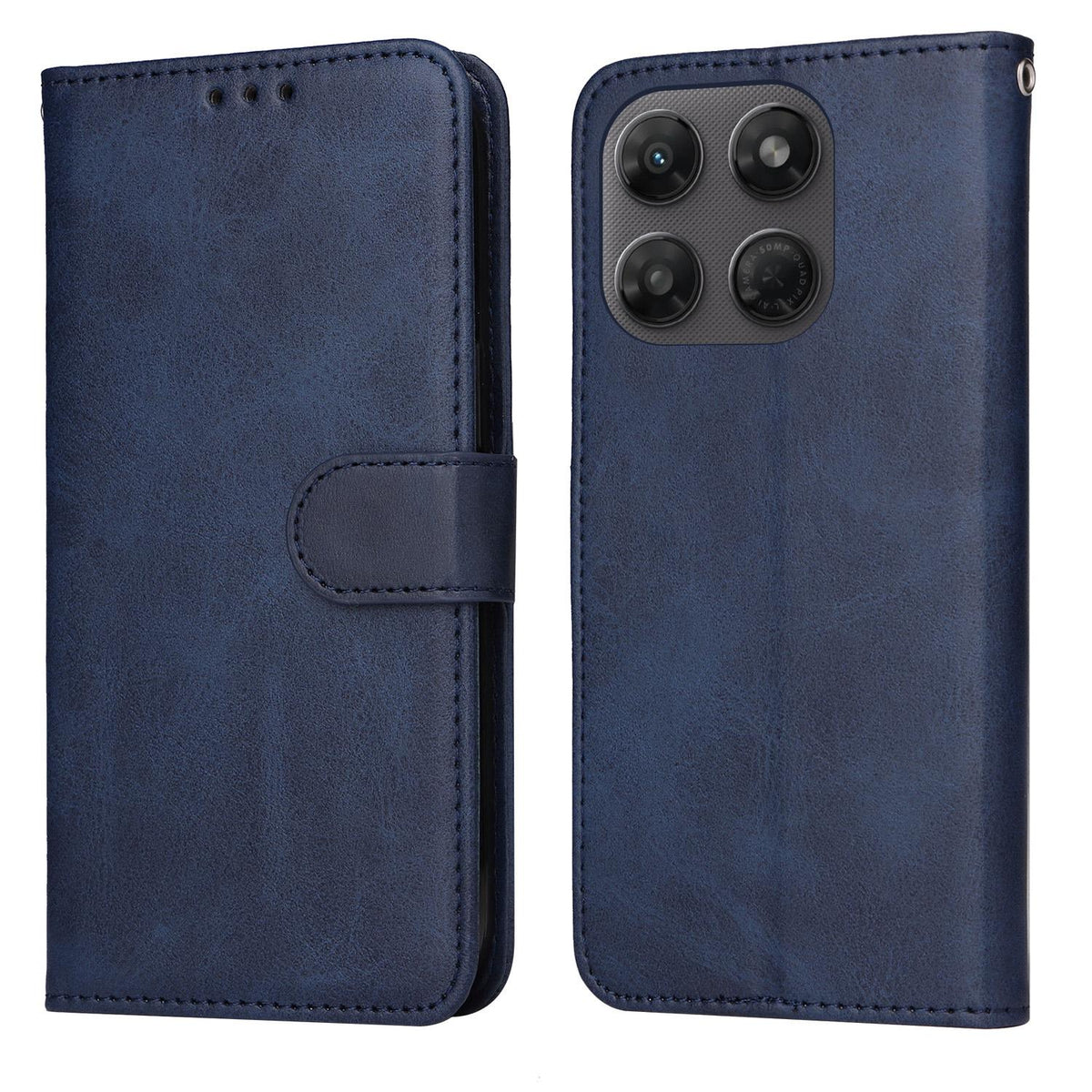 For Motorola Moto G47 / G37 / G37 Power 5G Classic Calf Texture Flip Leather Phone Case - Blue - EDA007600220E