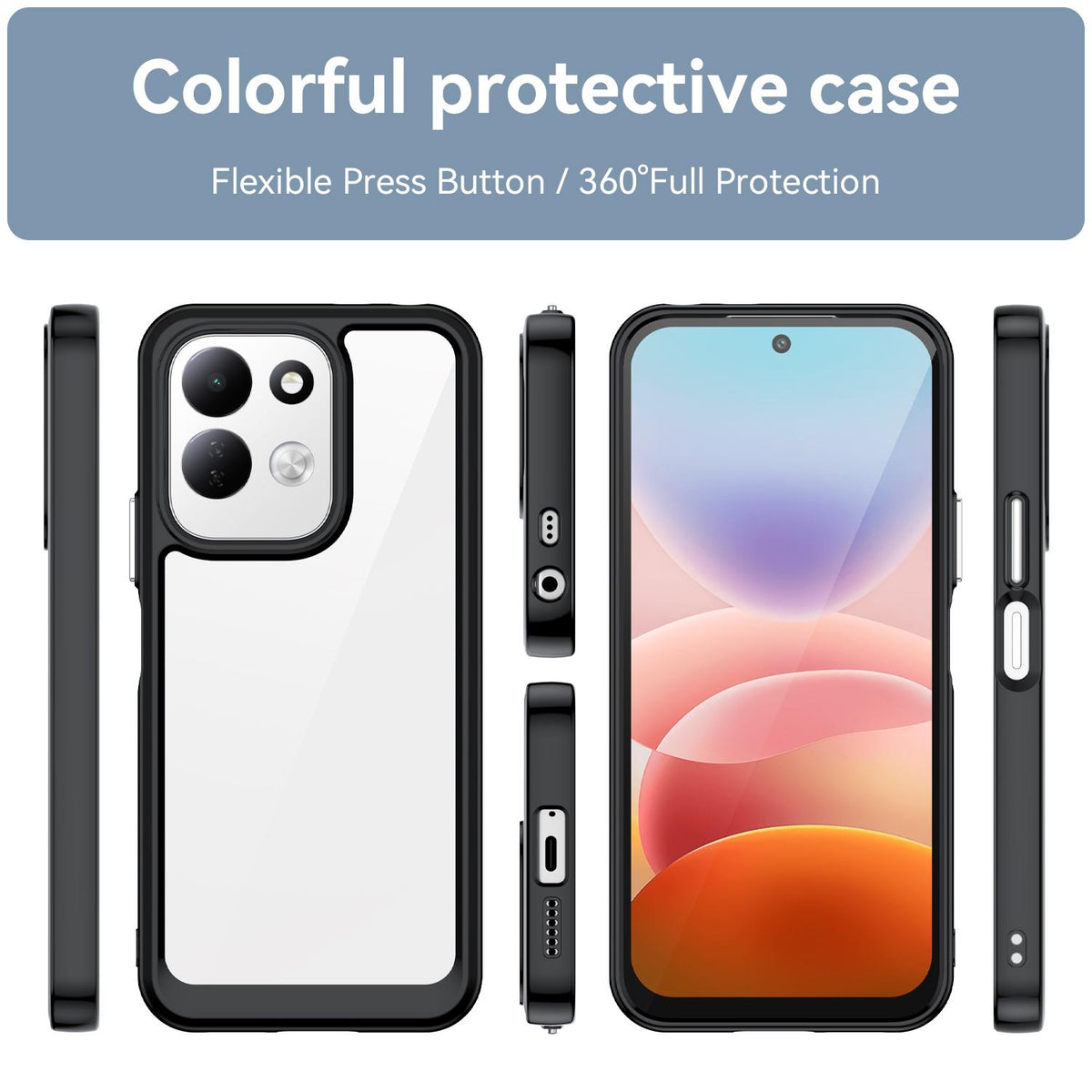 For Redmi 17 5G / 4G Global 170mm Colorful Series Acrylic Hybrid TPU Phone Case - Black - EDA007600517A