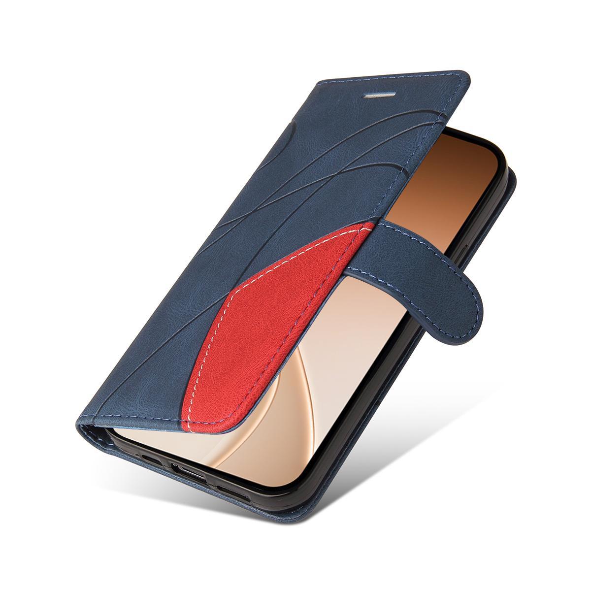 For OPPO Find X9 Ultra 5G Dual-color Splicing Flip Leather Phone Case - Blue - EDA007758710A
