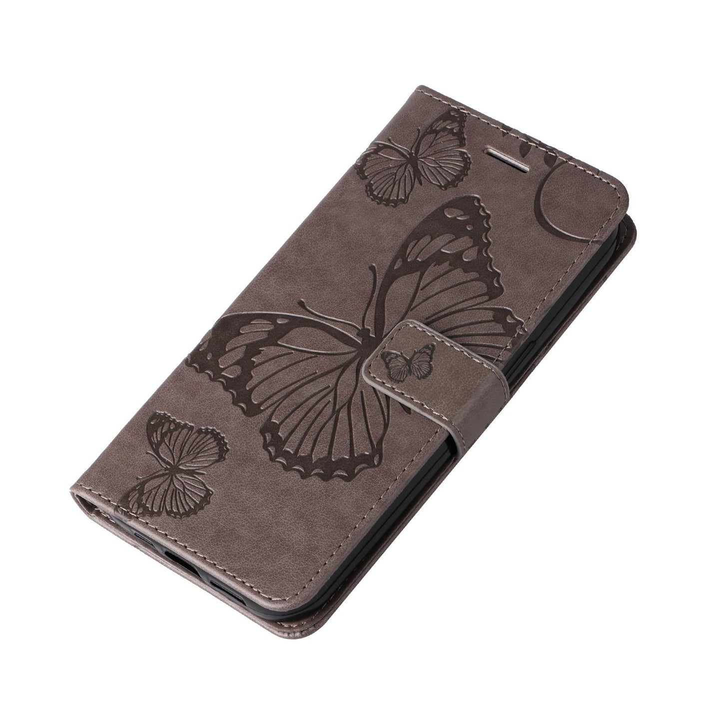 For Xiaomi Poco C95 Pro 3D Butterfly Embossed Pattern Flip Leather Phone Case(Grey)