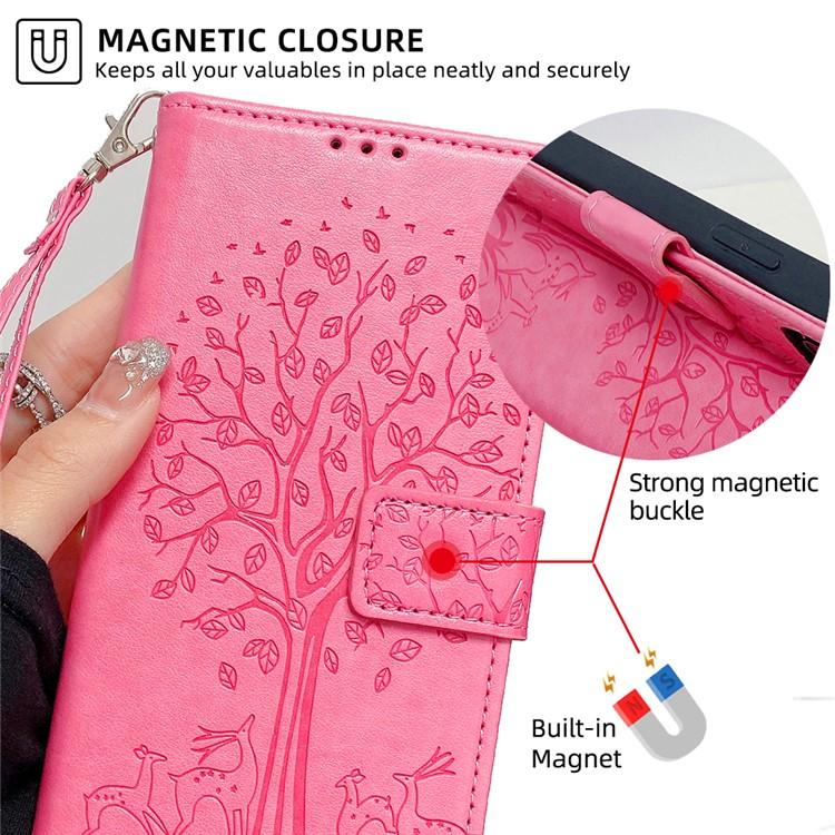 For Redmi K90 Pro Max / Poco F8 Ultra Tree & Deer Embossed Leather Phone Case(Pink)